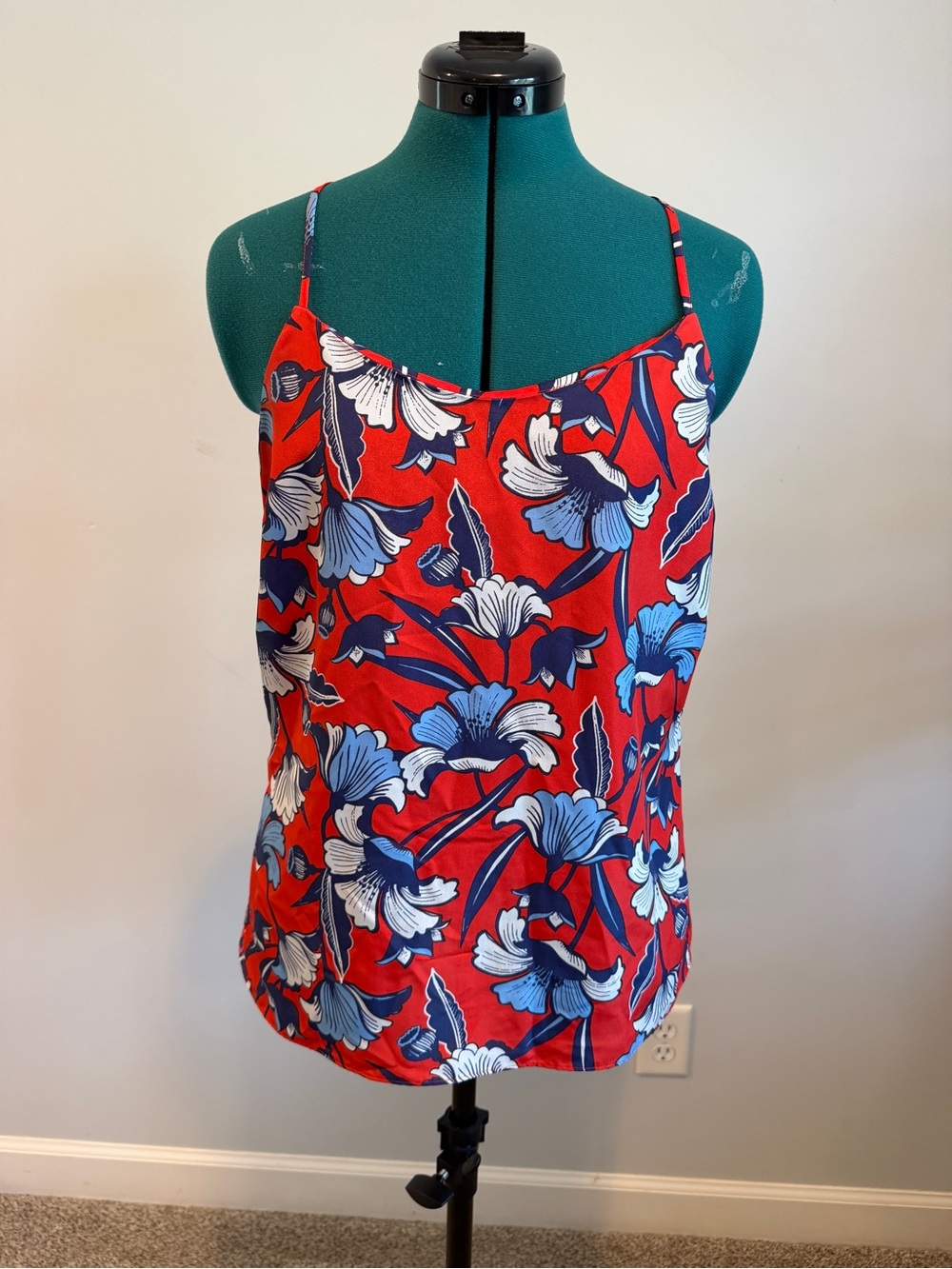 J Crew Floral Red Strap Women's camisole top